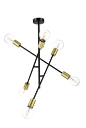 GoodHome Monzoni Satin Black Gold Effect 6 Lamp Pendant Ceiling Light, (Dia)515mm - thumbnail 2