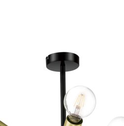 GoodHome Monzoni Satin Black Gold Effect 6 Lamp Pendant Ceiling Light, (Dia)515mm - thumbnail 3