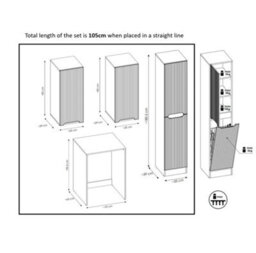 Impact Furniture Washing Machine Cabinet Bathroom Laundry Utility Room Cupboard Storage Set Nova - thumbnail 4