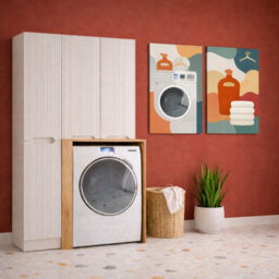 Impact Furniture Washing Machine Cabinet Bathroom Laundry Utility Room Cupboard Storage Set Nova - thumbnail 2