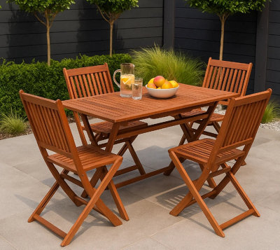 Modcraft 4-Seat Garden Dining Set Acacia Wood Foldable Outdoor Table & Chairs - image 1