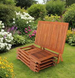 Modcraft 4-Seat Garden Dining Set Acacia Wood Foldable Outdoor Table & Chairs - thumbnail 6