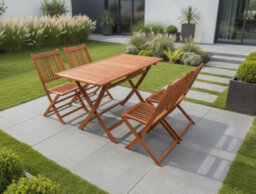 Modcraft 4-Seat Garden Dining Set Acacia Wood Foldable Outdoor Table & Chairs - thumbnail 5