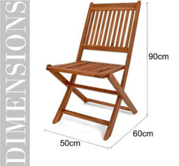 Modcraft 4-Seat Garden Dining Set Acacia Wood Foldable Outdoor Table & Chairs - thumbnail 4