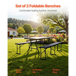 Vevor Plastic Folding Bench, 6 Ft Portable Bench For Outdoor Picnic Party Camping Dining, Foldable Smooth Hdpe Seat - thumbnail 2