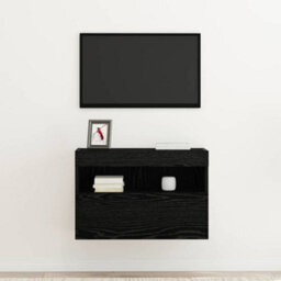 Berkfield Tv Wall Cabinet With Led Lights Black Oak 60X30X40 Cm - thumbnail 5