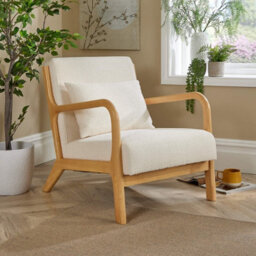 Home Source Boucle Nova Armchair Cream - thumbnail 1