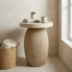 Garden Greatness Evie Round Slat Natural Side Table