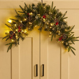 Living And Home Lighted Up Christmas Swags Pine Cones Berries Christmas Decoration Xmas Ornament 90 Cm - thumbnail 1