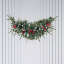 Living And Home Lighted Up Christmas Swags Pine Cones Berries Christmas Decoration Xmas Ornament 90 Cm - thumbnail 2