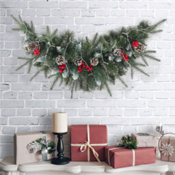 Living And Home Lighted Up Christmas Swags Pine Cones Berries Christmas Decoration Xmas Ornament 90 Cm - thumbnail 3