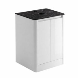 Plum&clay Mayfair Gloss White Freestanding Bathroom Vanity Unit With Black Slate Countertop (W)650mm (H)745mm - thumbnail 2