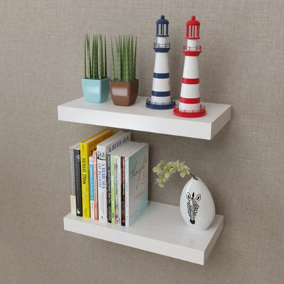 Berkfield 2 White Mdf Floating Wall Display Shelves Book/dvd Storage - image 1