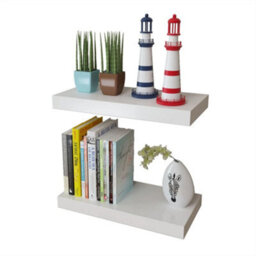 Berkfield 2 White Mdf Floating Wall Display Shelves Book/dvd Storage - thumbnail 4