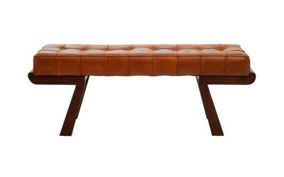 Buttercup Farm Inca Bench With Angular Base - Wood/synthetic/textile - L134 X W46 X H50 Cm - Brown - image 1
