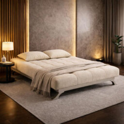 Cream Suede 3 Seater Sofa Bed Convertible Folding Sofa Bed Couch Settee Guest Bed Daybed With 2 Pillows - thumbnail 3