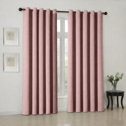Oxford Homeware Eyelet Linen Effect Curtains Blush Pink Fully Lined 100% Blackout Thermal Insulated Curtain Pair (W)168Cmx(L)183Cm