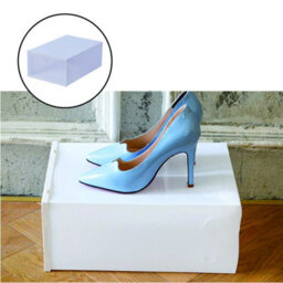 12 Pack White Stackable Plastic Shoe Storage Boxes With Clear Drawer Fronts - thumbnail 3