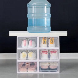 12 Pack White Stackable Plastic Shoe Storage Boxes With Clear Drawer Fronts - thumbnail 6