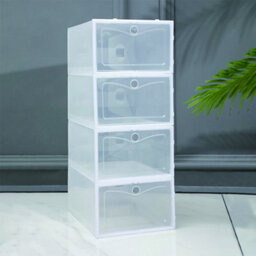 12 Pack White Stackable Plastic Shoe Storage Boxes With Clear Drawer Fronts - thumbnail 5