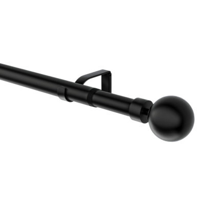 GoodHome Araxos Matt Black Extendable Ball Single Curtain Pole Set, (L)2000mm-3300mm (Dia)28mm - image 1
