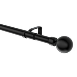 GoodHome Araxos Matt Black Extendable Ball Single Curtain Pole Set, (L)2000mm-3300mm (Dia)28mm - thumbnail 1