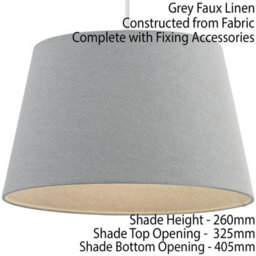 "16"" Inch Round Tapered Drum Lamp Shade Grey Linen Fabric Cover Simple Elegant" - thumbnail 2