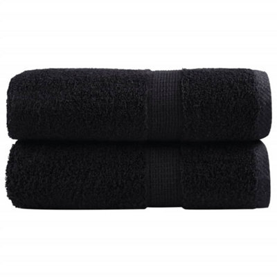 Berkfield Premium Guest Towels Solund 2 Pcs Black 30X50 Cm 600 Gsm - image 1