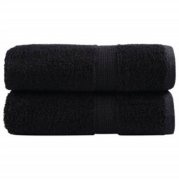 Berkfield Premium Guest Towels Solund 2 Pcs Black 30X50 Cm 600 Gsm - thumbnail 1