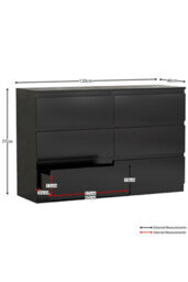 Lassic Vida Designs Denver 3 Piece Bedroom Set - (2 Drawer Large Bedside Chest, 6 Drawer Chest, 2 Door 2 Drawer Wardrobe), Black - thumbnail 7