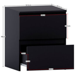 Lassic Vida Designs Denver 3 Piece Bedroom Set - (2 Drawer Large Bedside Chest, 6 Drawer Chest, 2 Door 2 Drawer Wardrobe), Black - thumbnail 9
