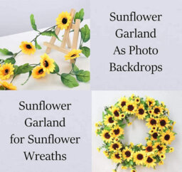 6 Pack Artificial Sunflower Garlands, Decorative Artificial Flowers, Fake Flower Garland, Artificial Wedding Flowers - thumbnail 4