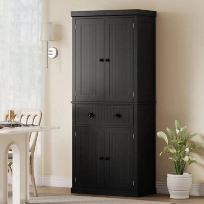 Freestanding Kitchen Storage Cabinet Drawer Cupboards Shelves, Black - image 1