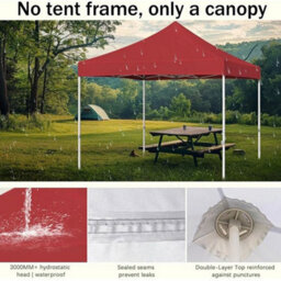 Garden Bbq Gazebo Top Cover Roof Replacement Fabric Tent Canopy 3X3M Red - thumbnail 3