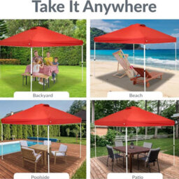 Garden Bbq Gazebo Top Cover Roof Replacement Fabric Tent Canopy 3X3M Red - thumbnail 4