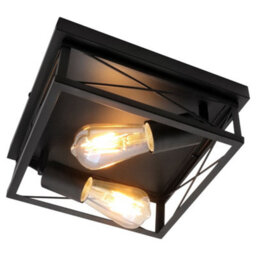 Long Life Lamps Company Industrial Black Ceiling Light Square 2 Light Box Lantern Flush Mounted K438 - thumbnail 4