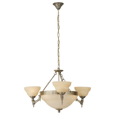 Stylish Pendant Ceiling Light With Bronzed Finish And Champagne Alabaster Shade - image 1