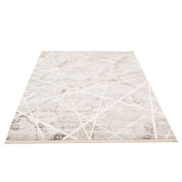 Loomed Beige Abstract Marble Bedroom Living Area Rug With Fringing 160X230Cm - thumbnail 3
