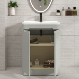 Royal Bathrooms Venice 800mm Dove Grey Wall Hung Bathroom Vanity Unit 2 Drawer With Ceramic Basin - 1 Tap Hole Basin - thumbnail 4