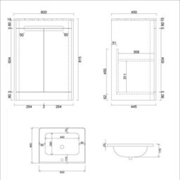 Royal Bathrooms Venice 800mm Dove Grey Wall Hung Bathroom Vanity Unit 2 Drawer With Ceramic Basin - 1 Tap Hole Basin - thumbnail 7