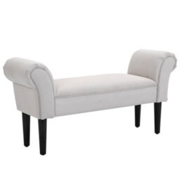Wyld Haus Rosomi Cream Upholstered Mid-Century Bench With Armrests And Wooden Legs, Hidden Storage, 102 X 36 X 51 Cm - thumbnail 2