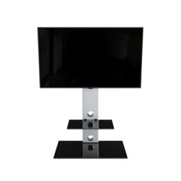 "Avf Lesina 70Cm Pedestal Tv Stand, For Tvs 32-65"" - Silver And Black Glass" - thumbnail 6