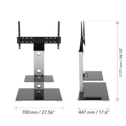 "Avf Lesina 70Cm Pedestal Tv Stand, For Tvs 32-65"" - Silver And Black Glass" - thumbnail 3