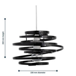 Set Of 2 Modern Black Metal Swirl Easy Fit Ceiling Light Shade Pendants - thumbnail 2