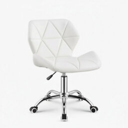 White Faux Leather Swivel Office Chair - Adjustable Height, Ergonomic Design & Chrome Base - thumbnail 6