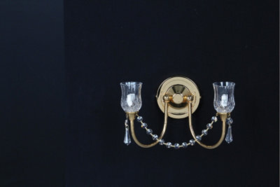 Luminosa Lighting Luminosa Tulip Halogen Strass 2 Light Wall Lamp Crystal Gold