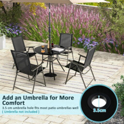 Costway Outdoor Dining Table Patio Round Tempered Glass Table With 35mm Umbrella Hole - thumbnail 7
