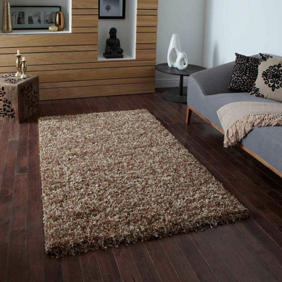 Beige Shaggy Plain Easy To Clean Rug For Dining Room-80Cm X 150Cm - image 1