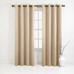 Aspire Homeware Plain Room Darkening Blackout Eyelet Curtain Pair Cream (W) 228Cm X (D)228Cm With Tie Back Pair - thumbnail 1