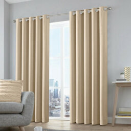 Aspire Homeware Plain Room Darkening Blackout Eyelet Curtain Pair Cream (W) 228Cm X (D)228Cm With Tie Back Pair - thumbnail 9